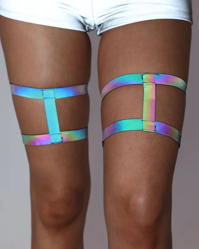 Rainbow Reflective Leg Garters sold by iHeartRaves