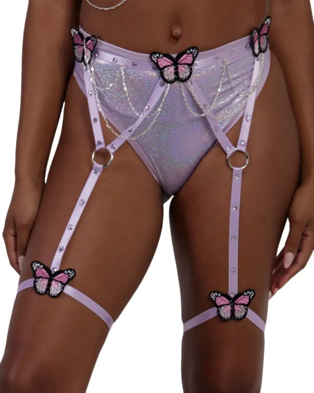 HoneiiBeth x iHeartRaves Holly Blue Butterfly Garter Belt sold by iHeartRaves