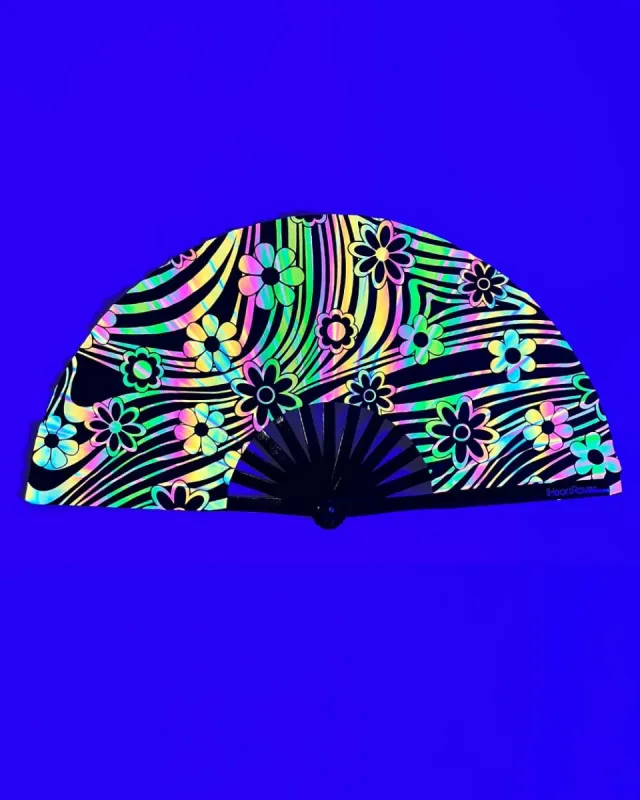 Daisy Daze Rainbow Reflective Hand Fan sold by iHeartRaves