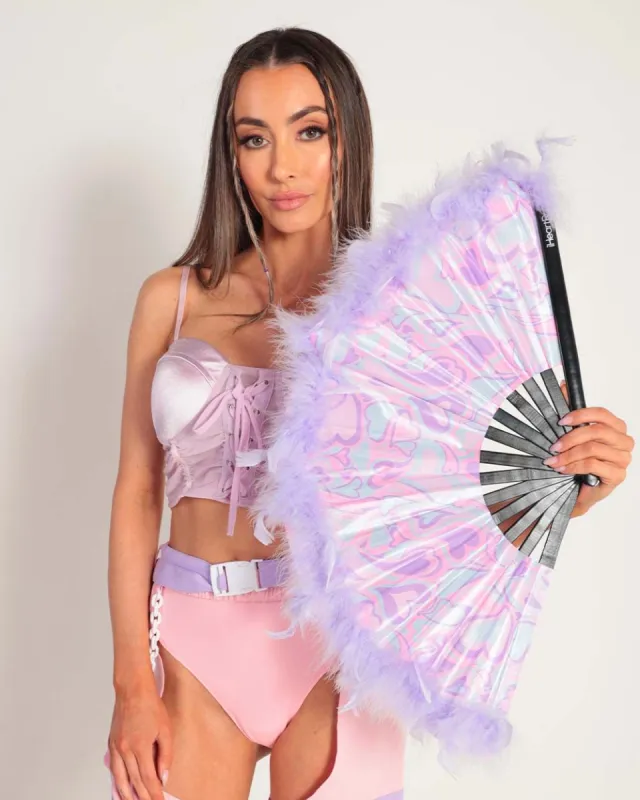 Confetti Hearts Marabou Hand Fan sold by iHeartRaves