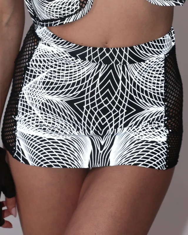 Flashbang Matrix Silver Reflective Mini Skirt sold by iHeartRaves