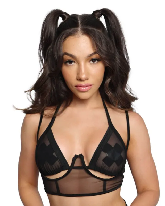 Black Magic Mesh Underbust Corset sold by iHeartRaves