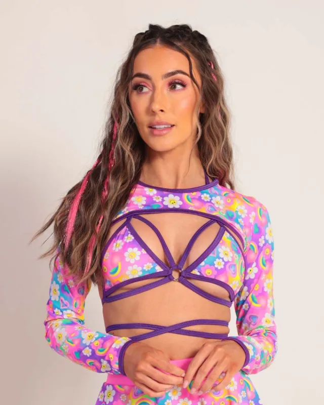 Rolita Couture x iHR Poppy Petals Ultra Crop Top sold by iHeartRaves