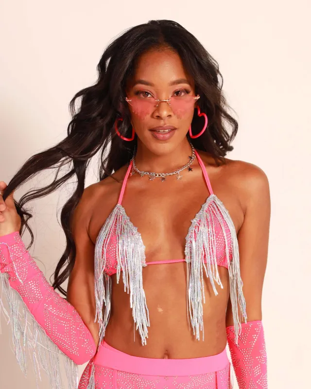 Magic Moves Rhinestone Fringe Bra Top sold by iHeartRaves