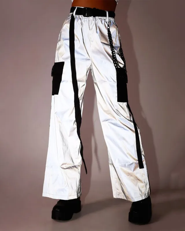 Darkside Dominator Reflective Unisex Wide Leg Pants sold by iHeartRaves