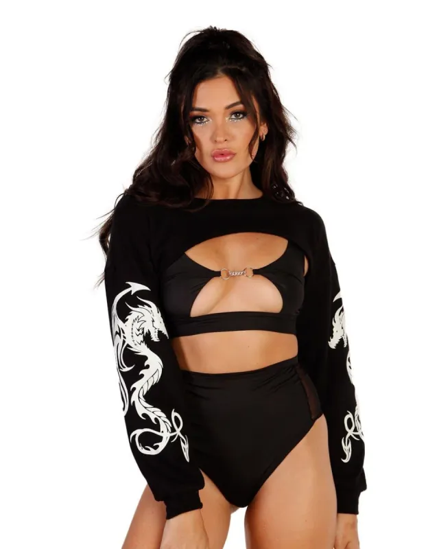 Glowing Dragon Long Sleeve Ultra Crop sold by iHeartRaves