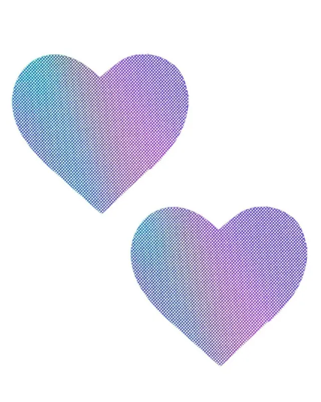 Neva Nude Lustful Lilac Hologram Heart Pasties sold by iHeartRaves