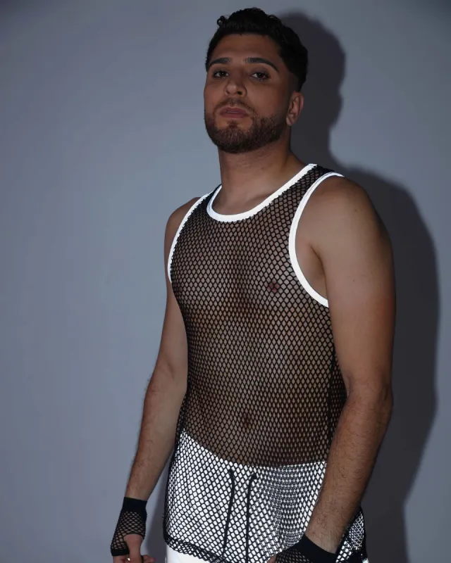 Psychedelic Machine Men's Fishnet Reflective Tank sold by iHeartRaves