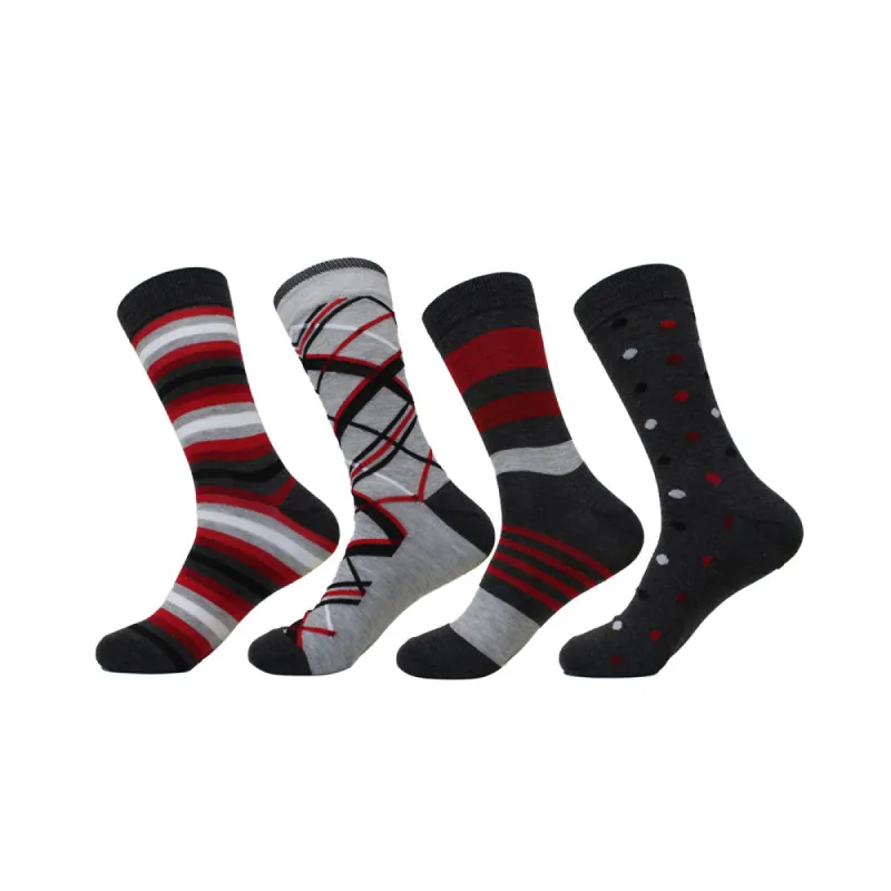 Charcoal with Crimson Multi-Stripe Dress Sock Pack sold by Ike Behar
