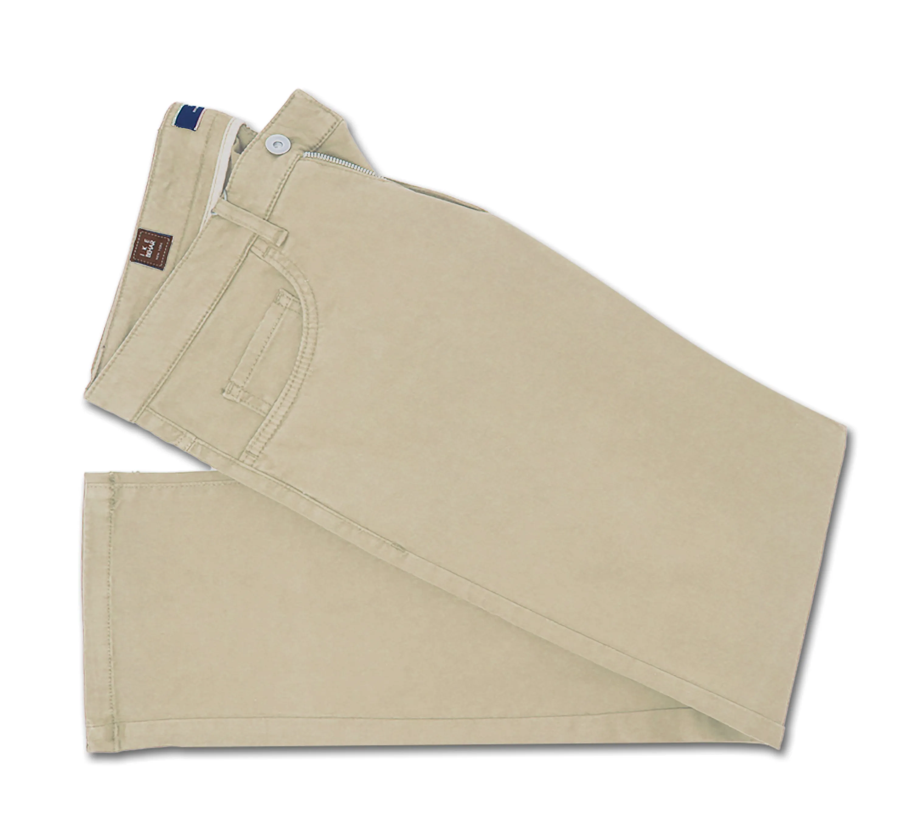 Khaki Techno-Stretch Sateen 5 Pocket Pants sold by Ike Behar