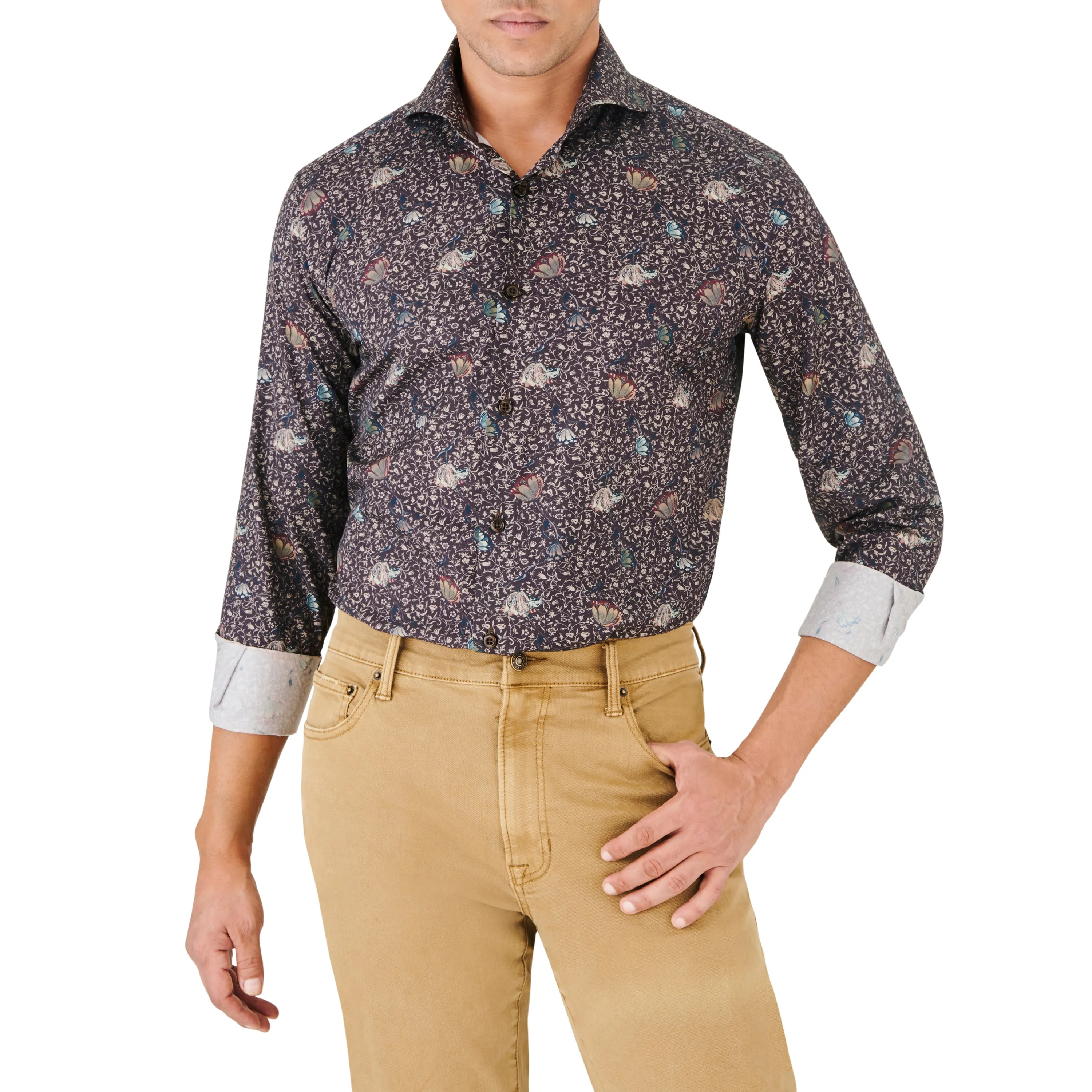 Brown Floral Sport Shirt sold by Ike Behar product image thumbnail 4