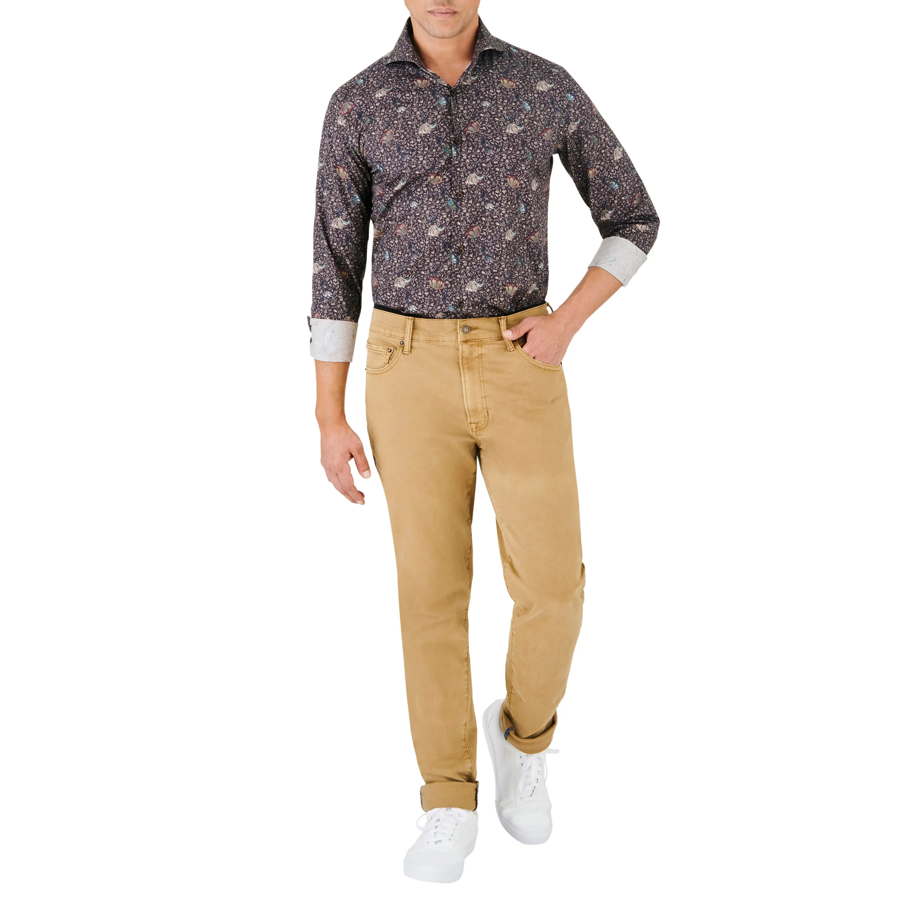 Brown Floral Sport Shirt sold by Ike Behar product image thumbnail 3