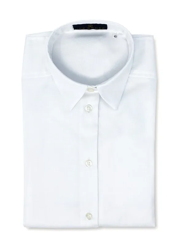 White Basket Weave Ladies Shirt sold by Ike Behar