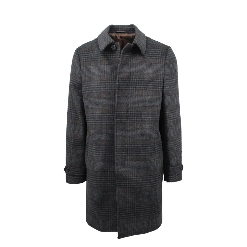 Charcoal Espresso Plaid Amity Overcoat sold by Ike Behar