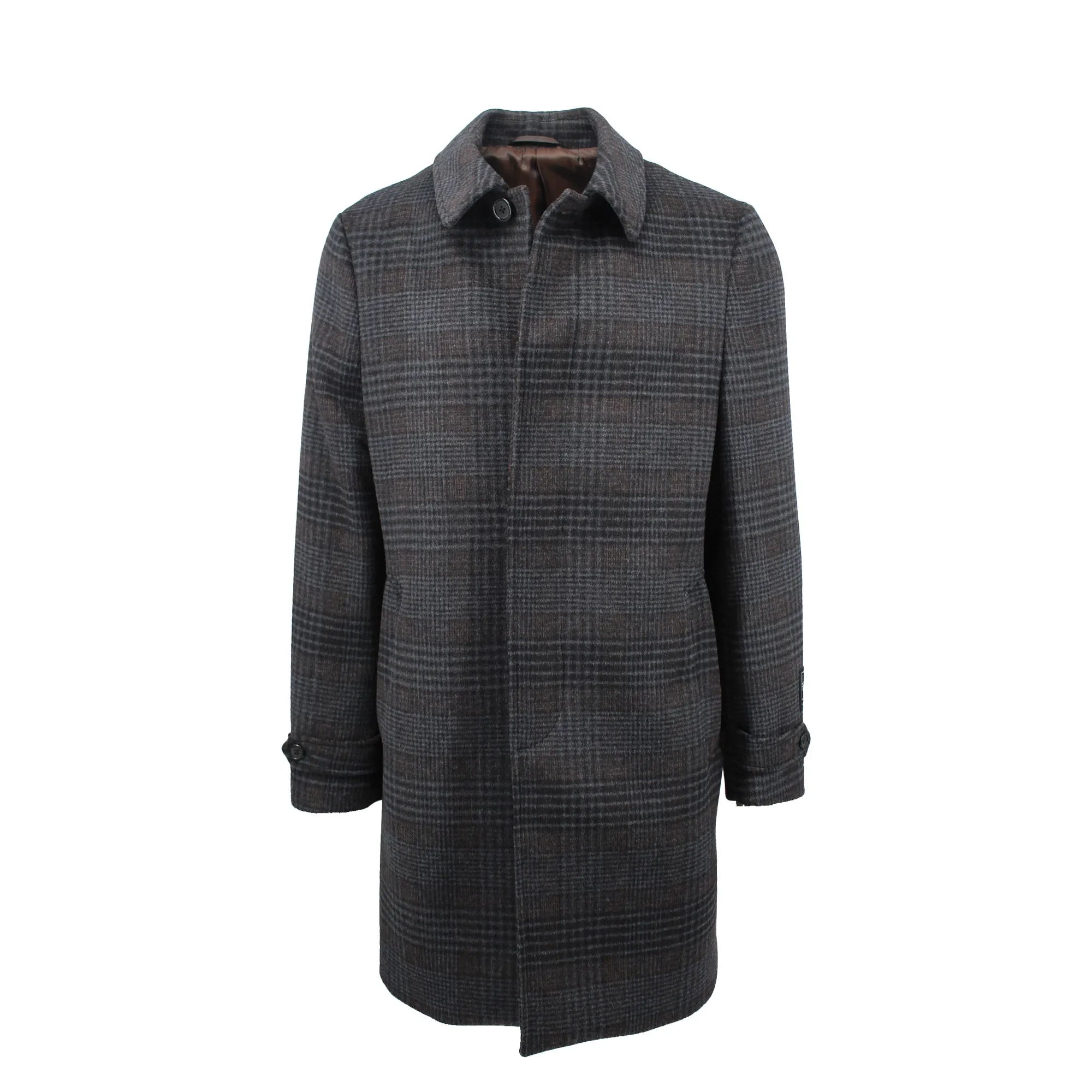 Charcoal Espresso Plaid Amity Overcoat sold by Ike Behar