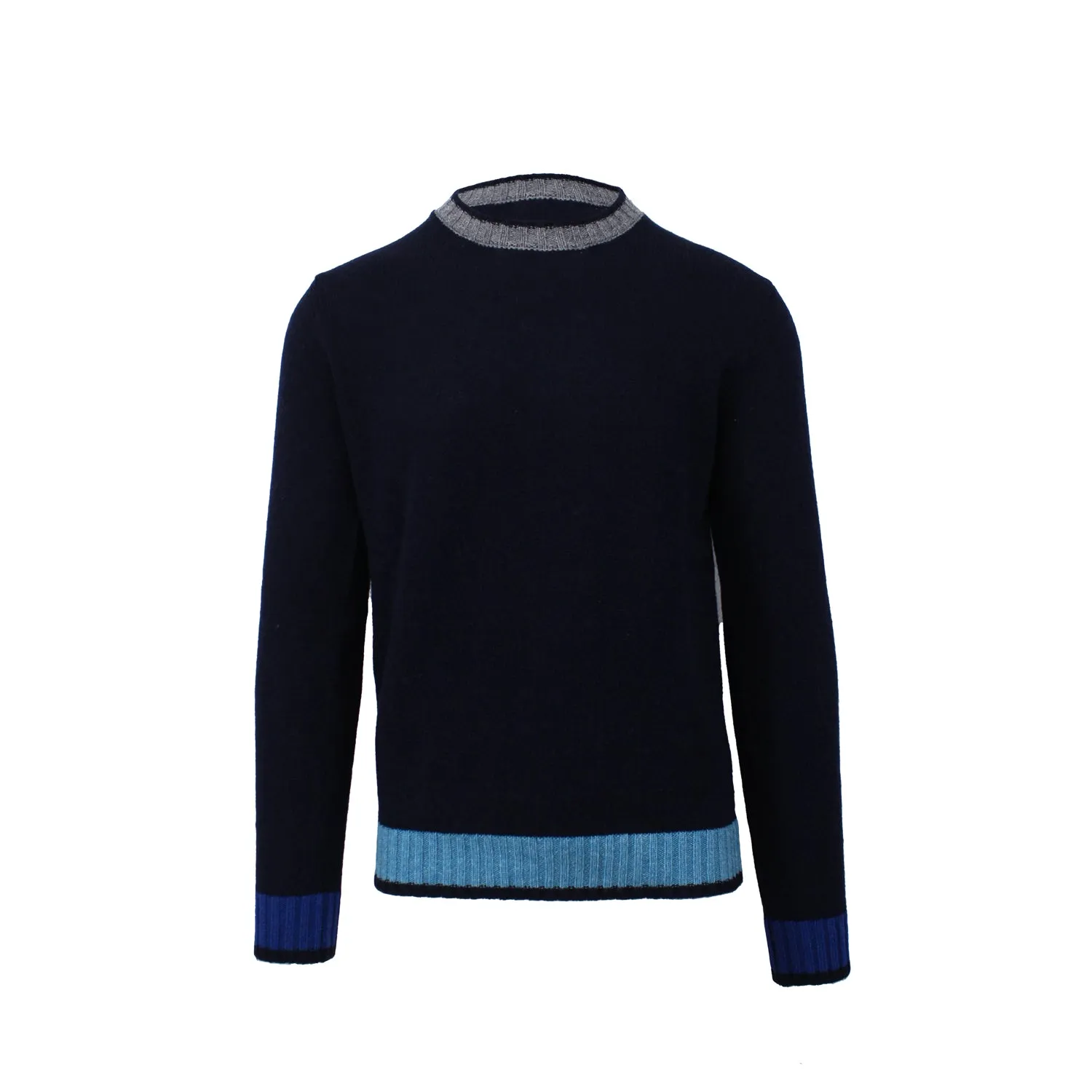 Navy Crewneck Sweater with Contrast Accents sold by Ike Behar
