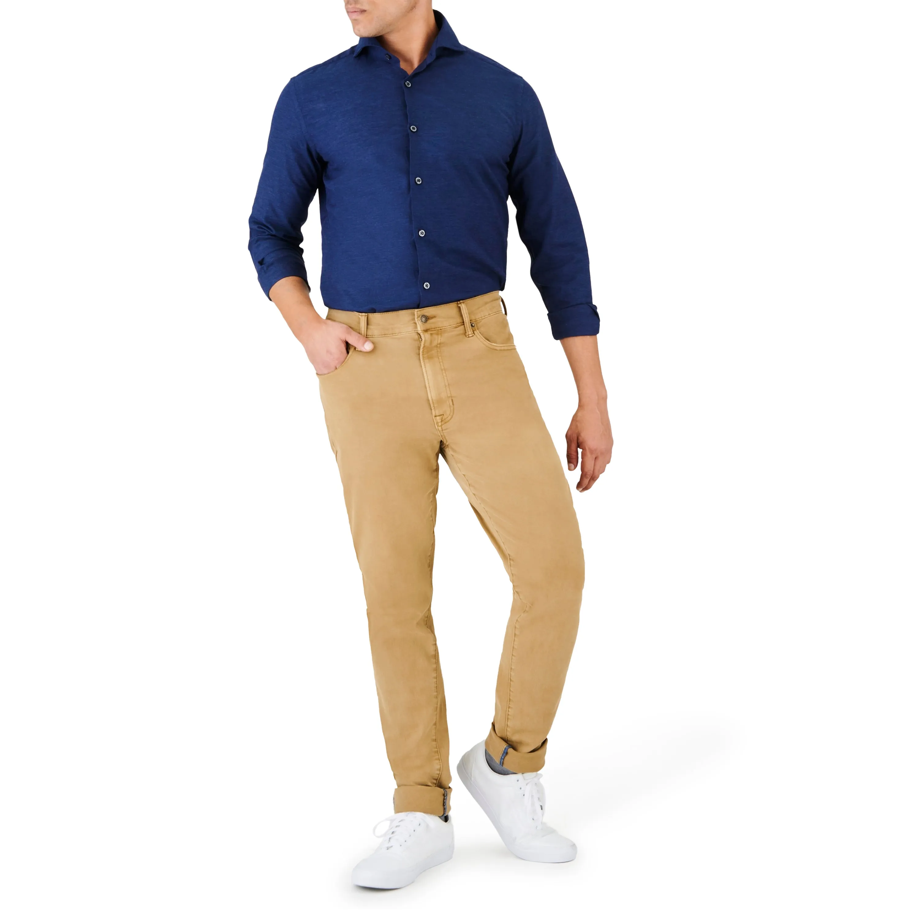 Woven Navy Solid Sport Shirt sold by Ike Behar product image thumbnail 3