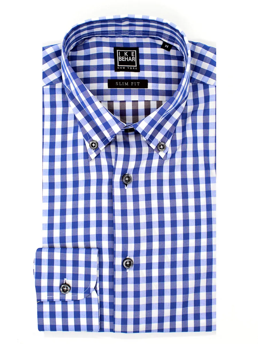 Blue Check Button-Down Sport Shirt sold by Ike Behar
