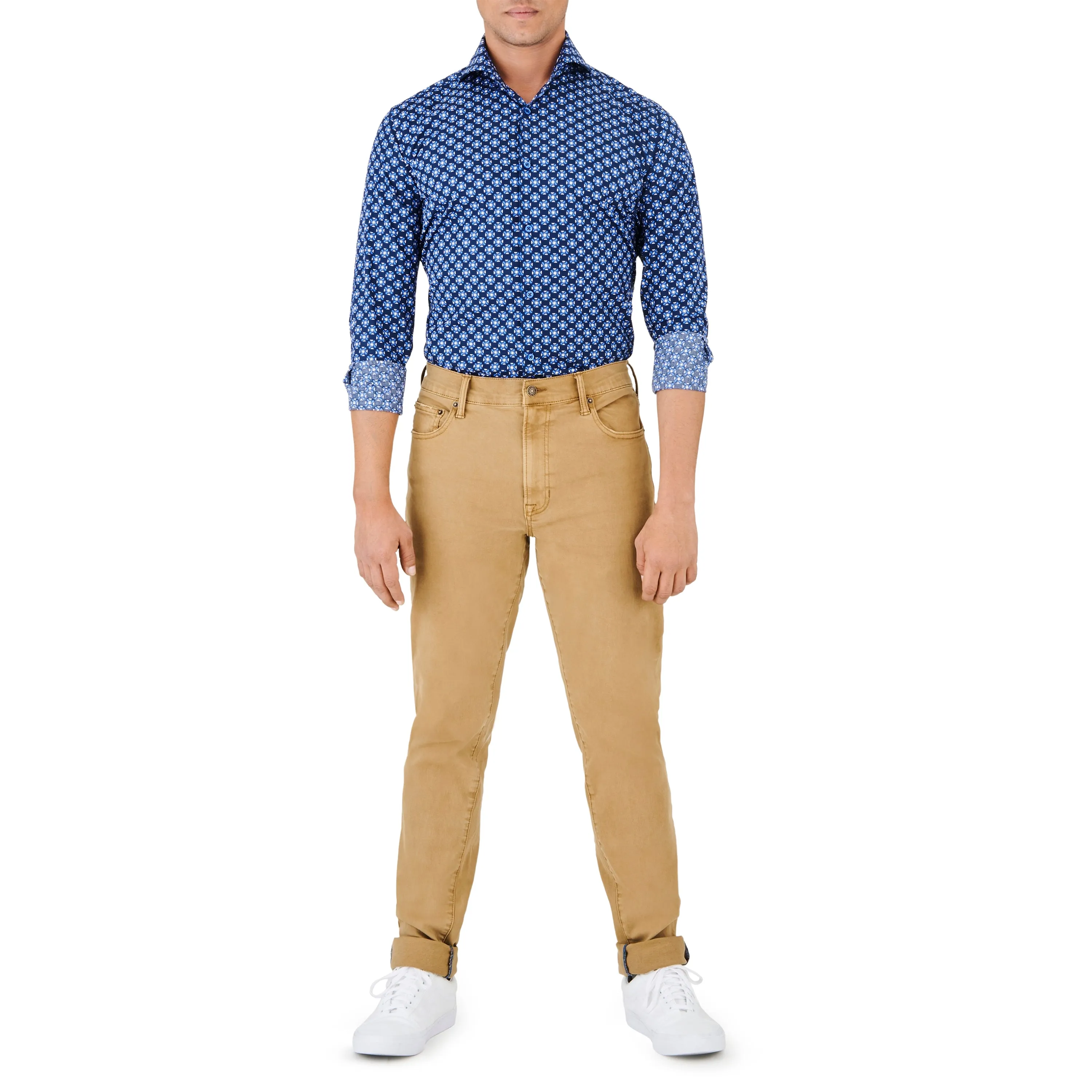 Navy Blue Abstract Sport Shirt sold by Ike Behar product image thumbnail 2