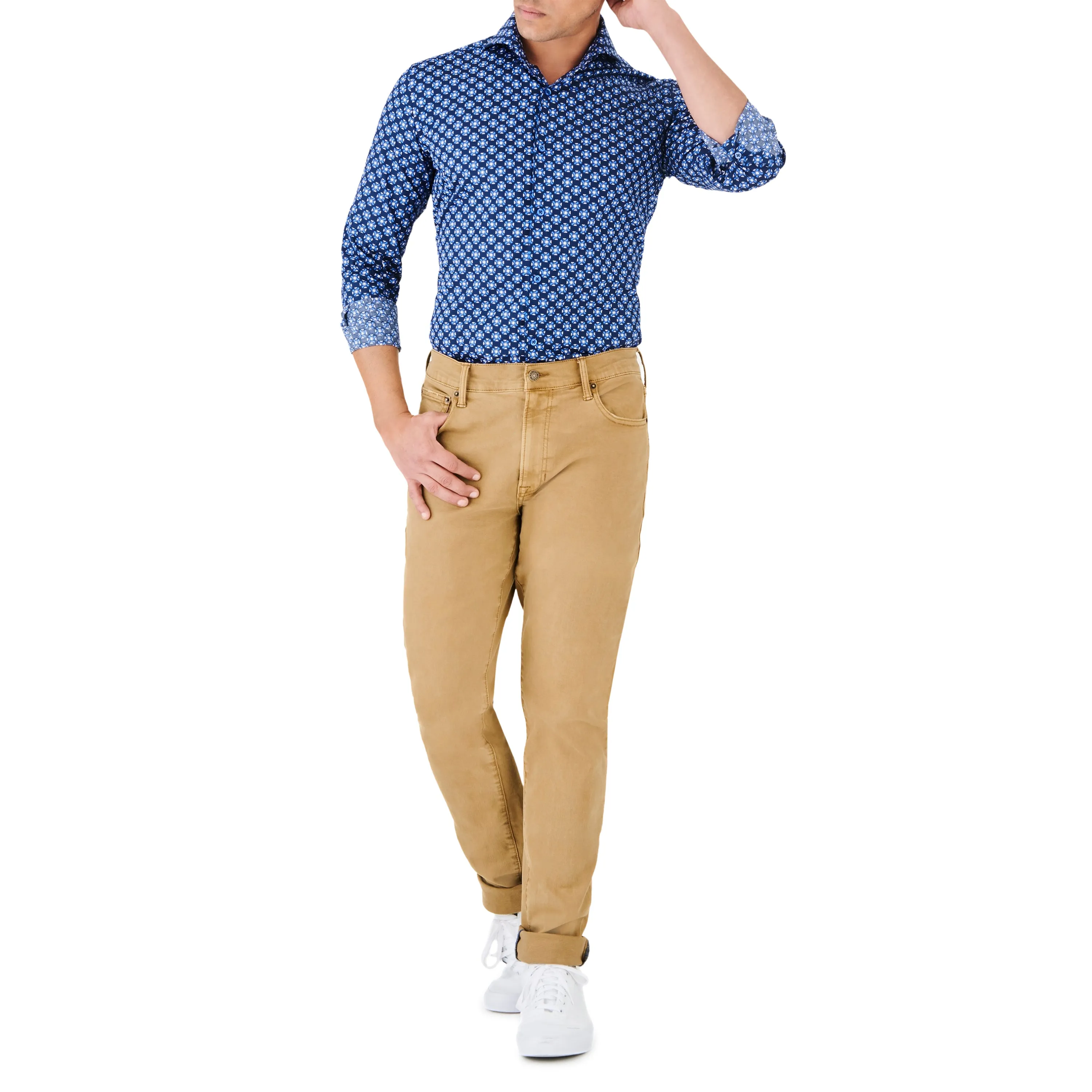 Navy Blue Abstract Sport Shirt sold by Ike Behar product image thumbnail 3