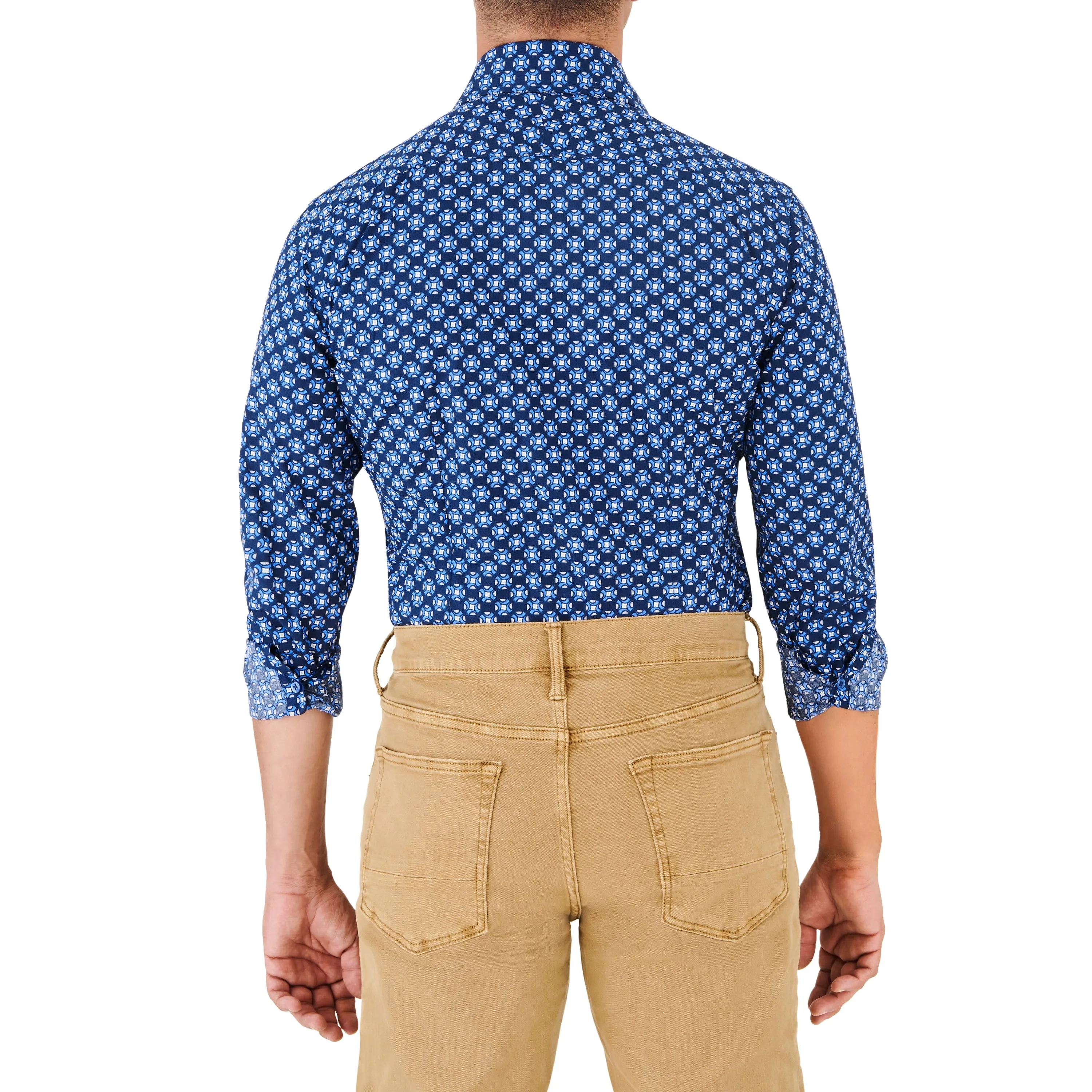 Navy Blue Abstract Sport Shirt sold by Ike Behar product image thumbnail 4
