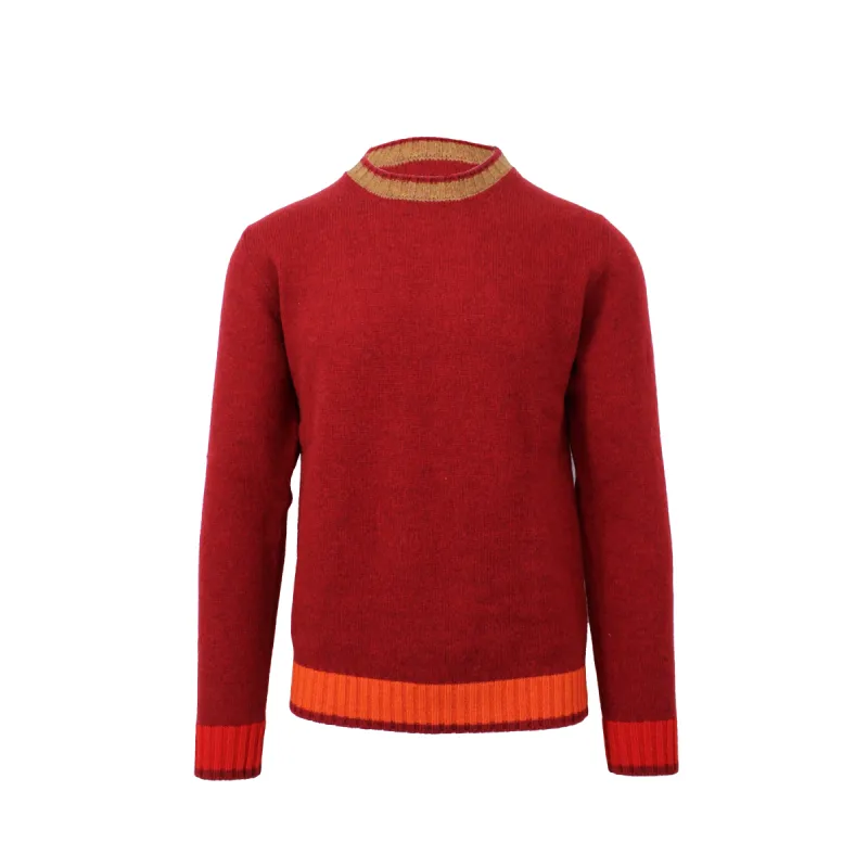 Red Crewneck Sweater with Contrast Accents sold by Ike Behar