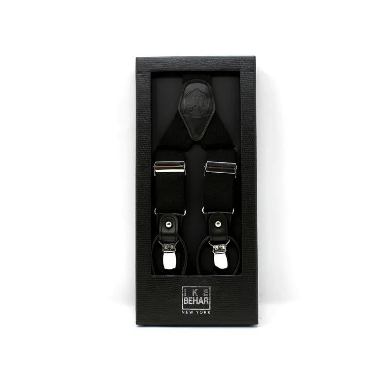Black Herringbone Suspenders made by Ike Behar
