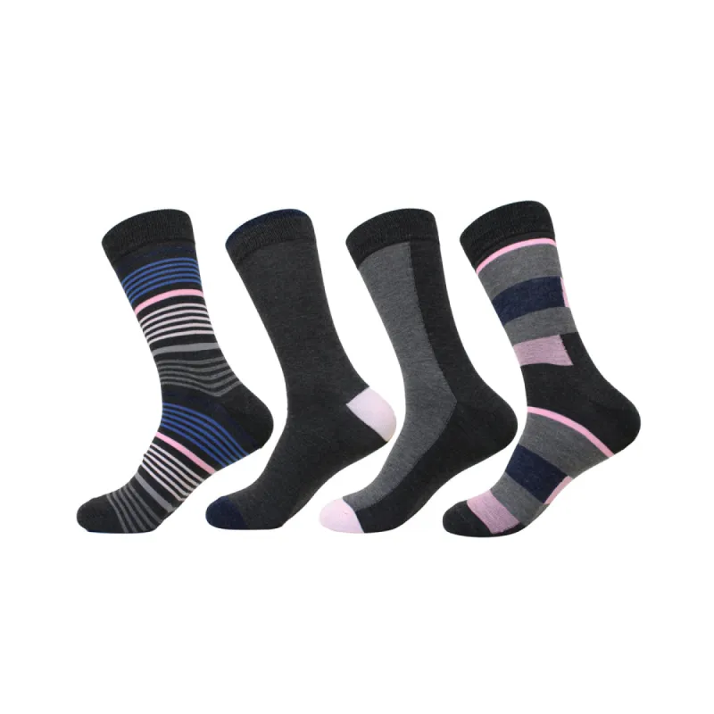 Charcoal, Pink, & Navy Patchwork Dress Sock Set sold by Ike Behar