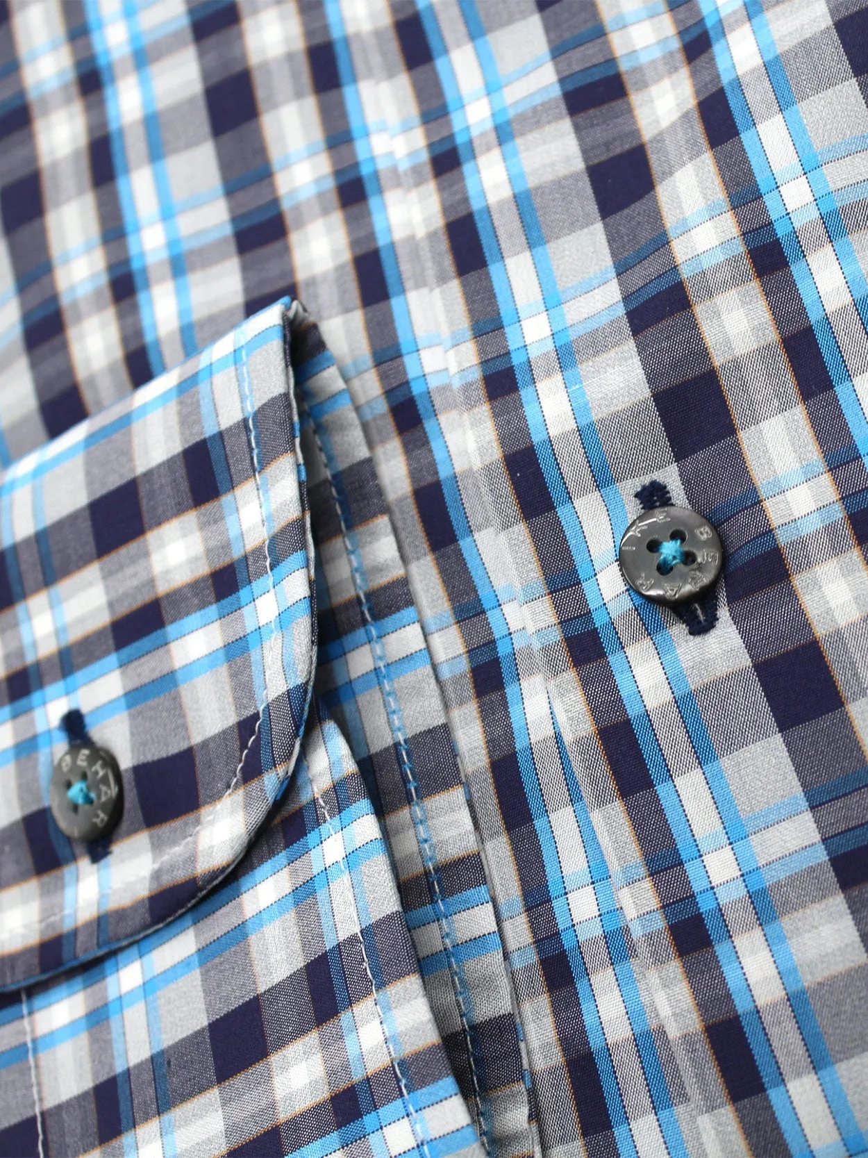 Navy & Turquoise Button-Down Sport Shirt sold by Ike Behar product image thumbnail 2