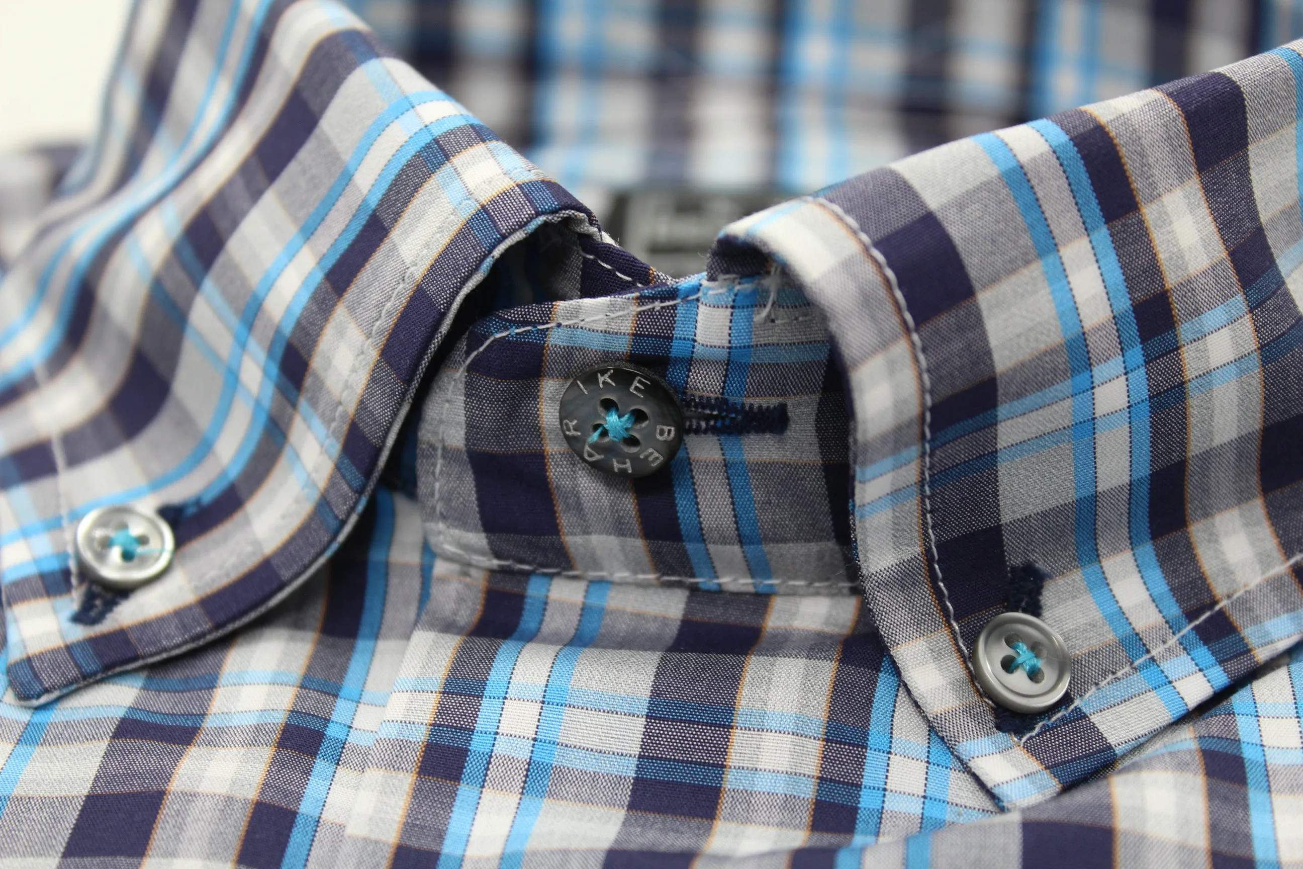 Navy & Turquoise Button-Down Sport Shirt sold by Ike Behar product image thumbnail 3