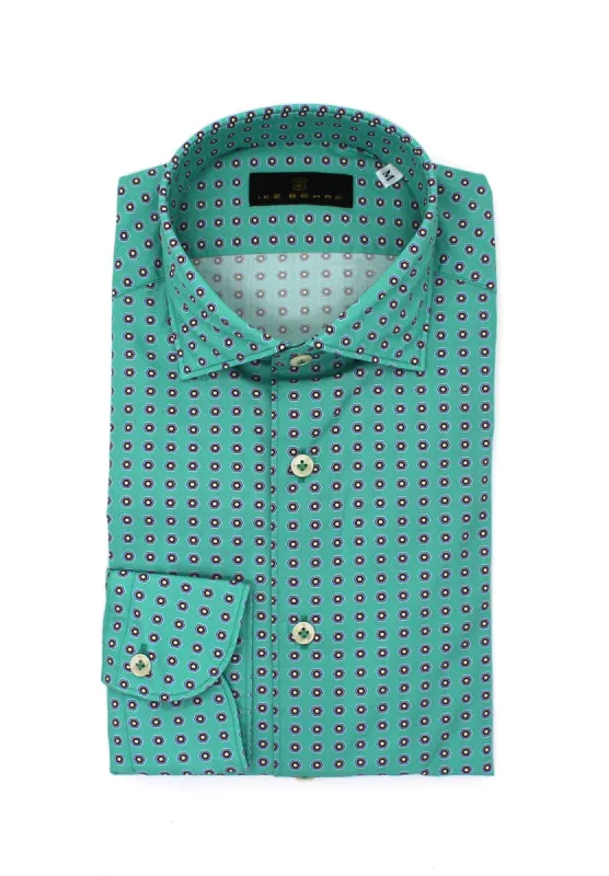 Mint Hexagon Print Sport Shirt sold by Ike Behar