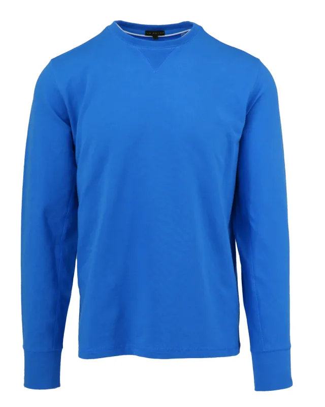 Stretch Pima Royal Blue Crew Neck Sweatshirt sold by Ike Behar