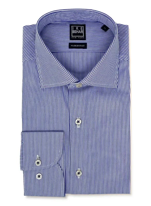 Navy & White Stripe Sport Shirt sold by Ike Behar