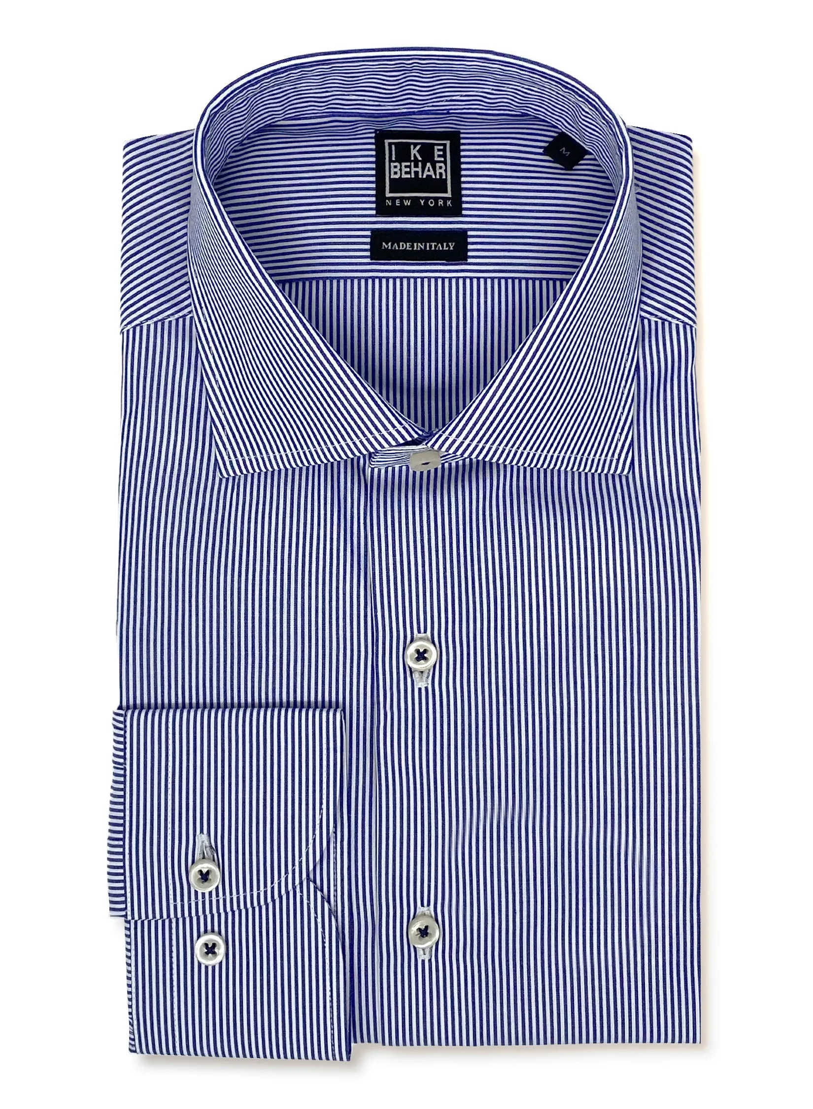 Navy & White Stripe Sport Shirt sold by Ike Behar