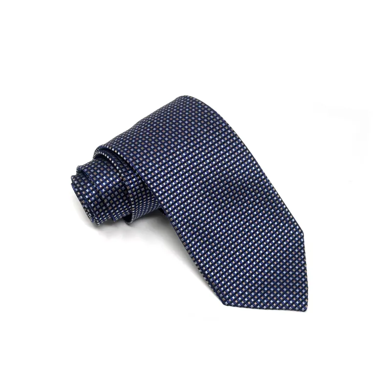 Navy & Sky Silk Multi-Square Tie sold by Ike Behar