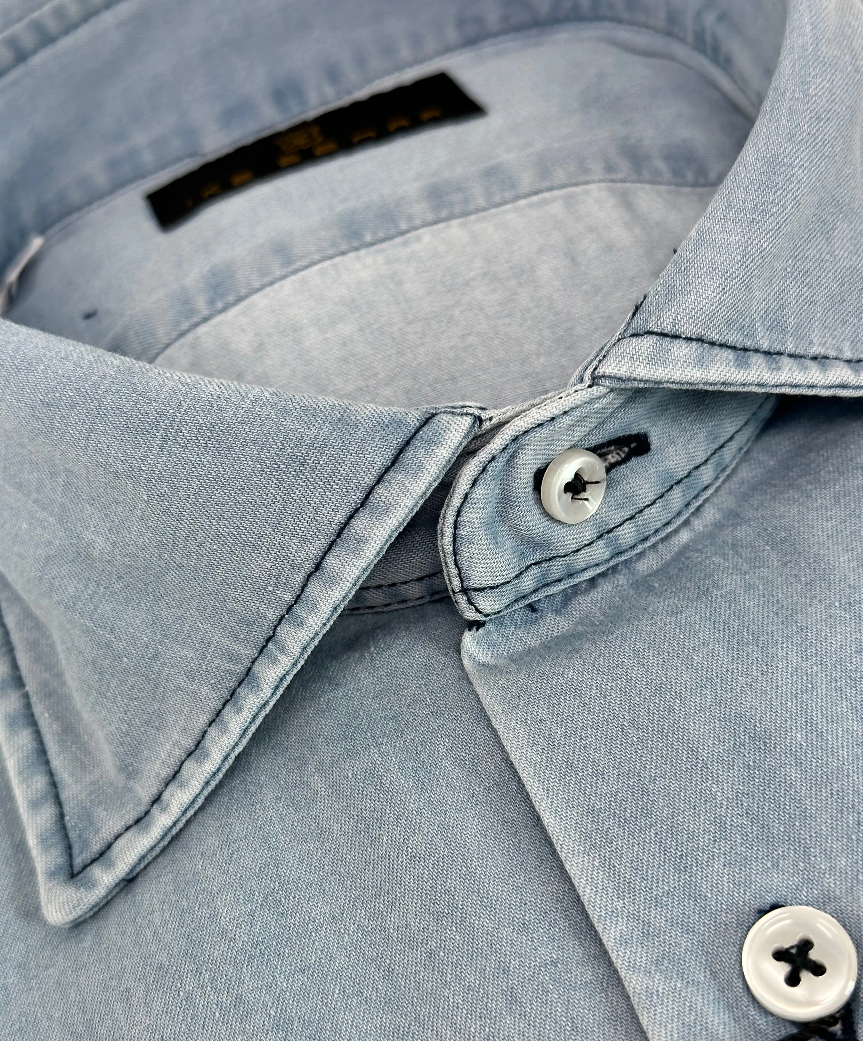 Light Wash Denim Shirt sold by Ike Behar product image thumbnail 4