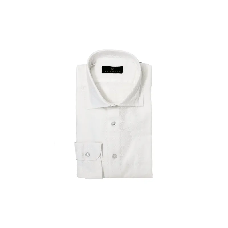White Cotton Pique Shirt sold by Ike Behar