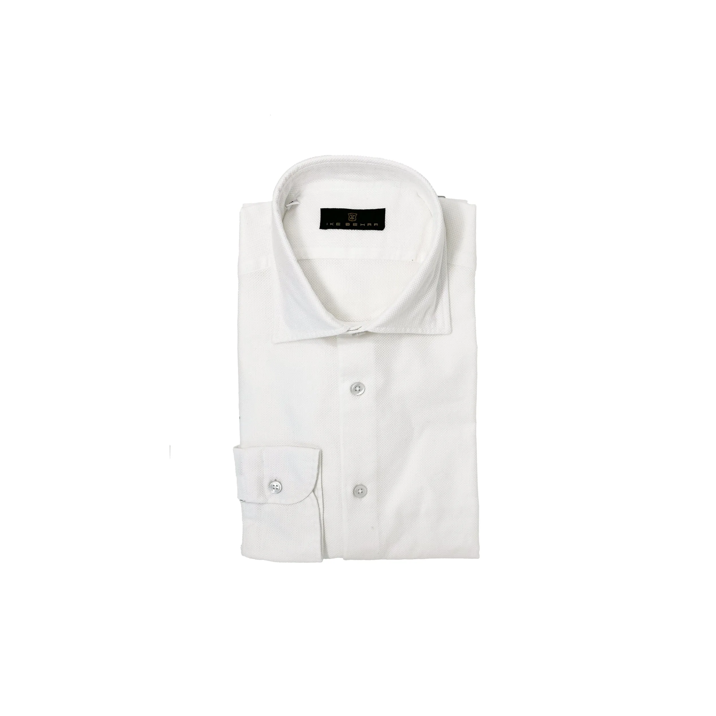 White Cotton Pique Shirt sold by Ike Behar