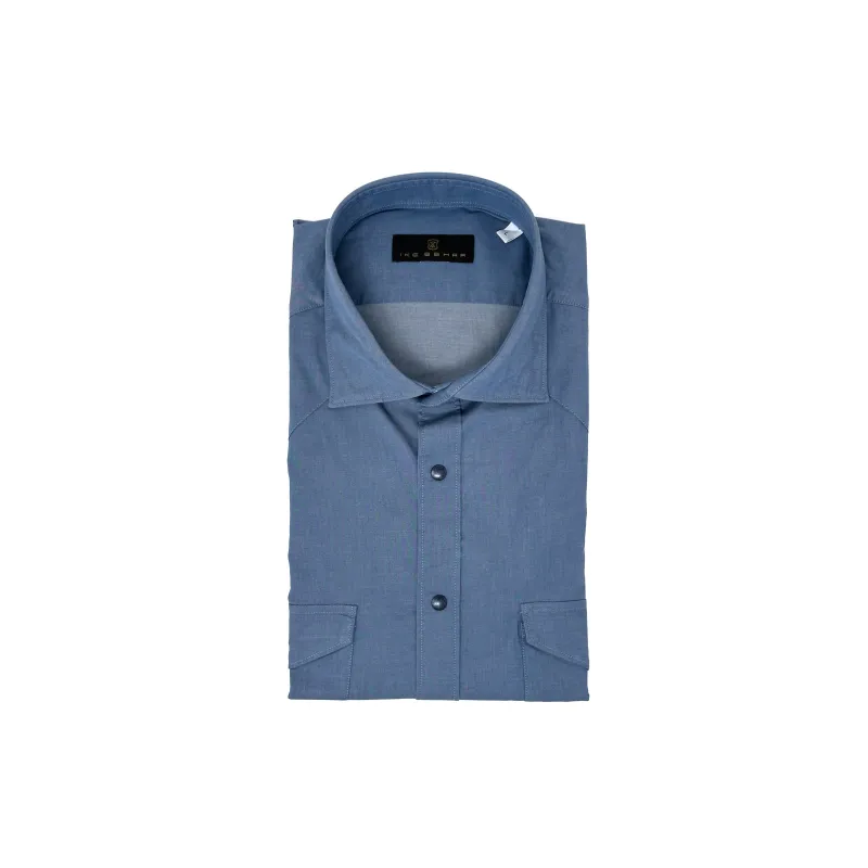 Mid-Blue Two-Pocket Western Shirt sold by Ike Behar