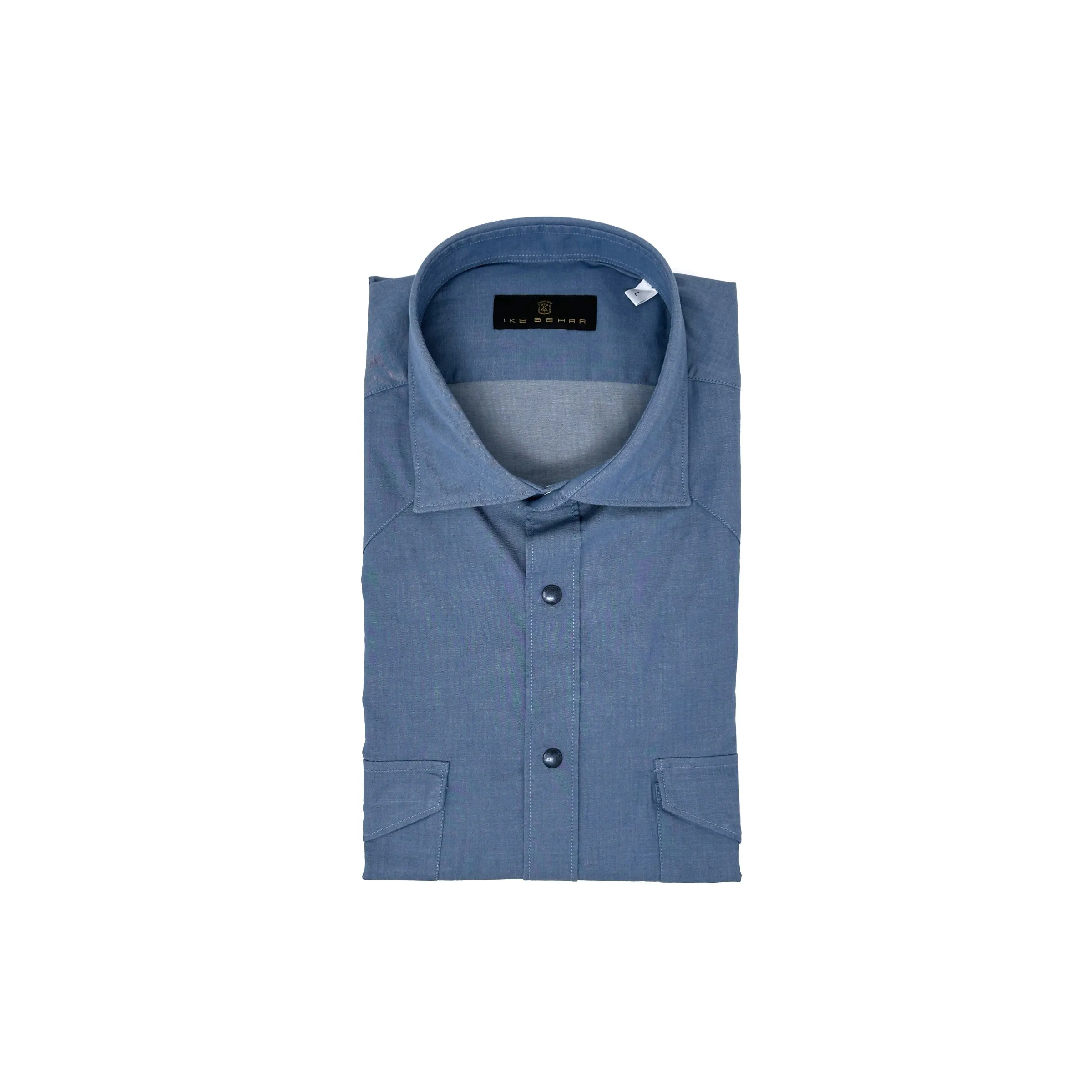 Mid-Blue Two-Pocket Western Shirt sold by Ike Behar