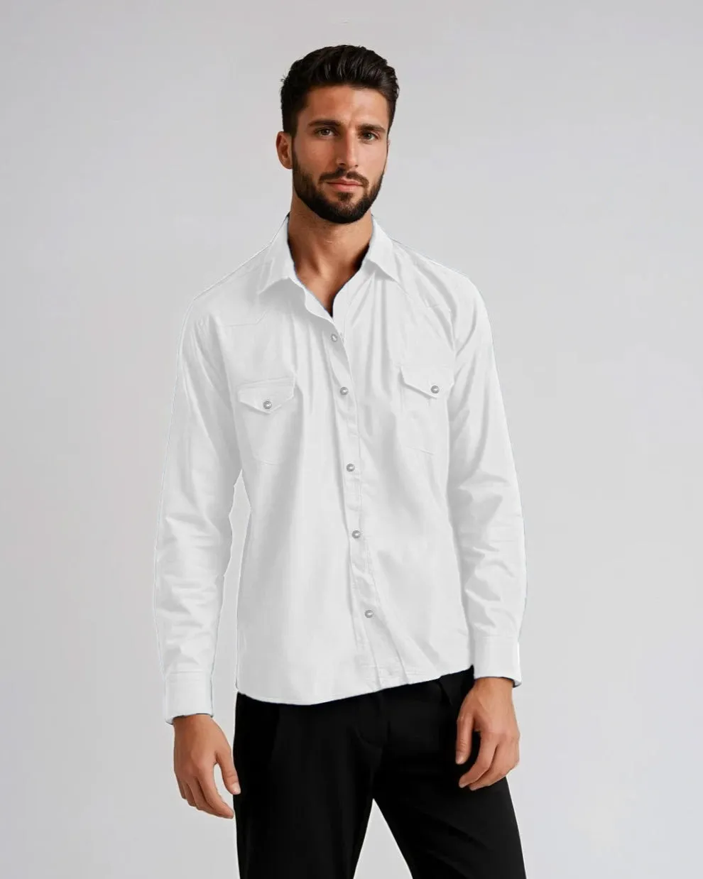 White Two-Pocket Western Shirt sold by Ike Behar product image thumbnail 2
