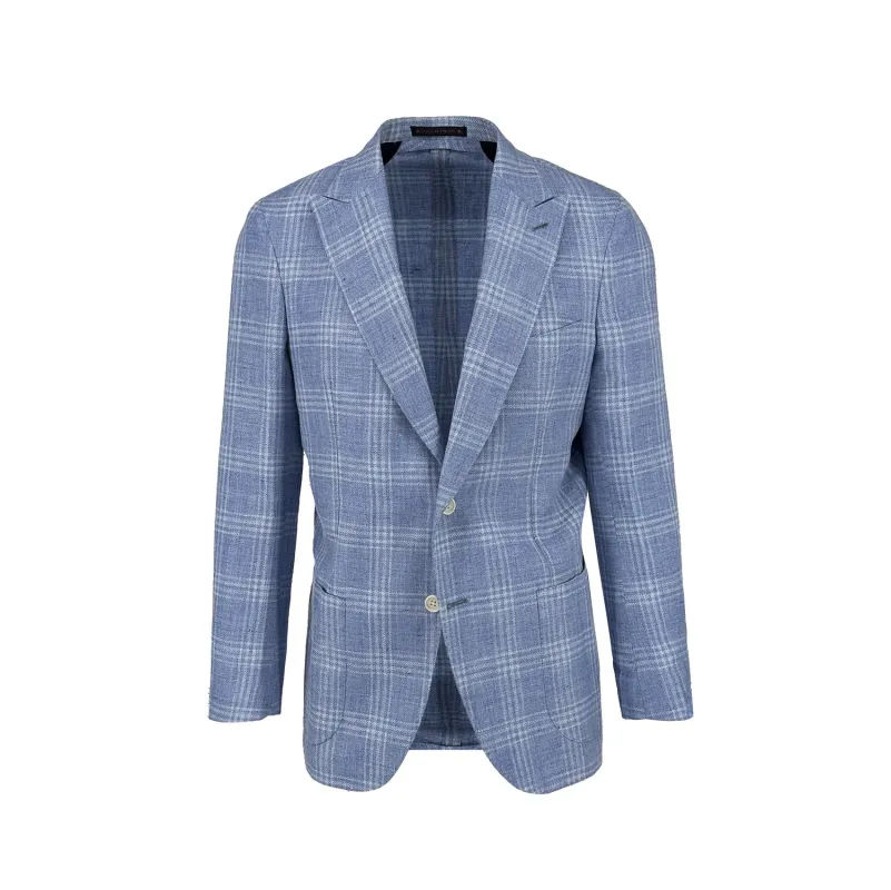Sky with White Check Linen & Wool Sport Coat sold by Ike Behar