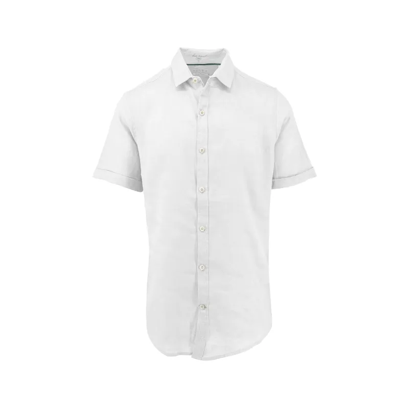 Classic White Pure Linen Short Sleeve Shirt sold by Ike Behar