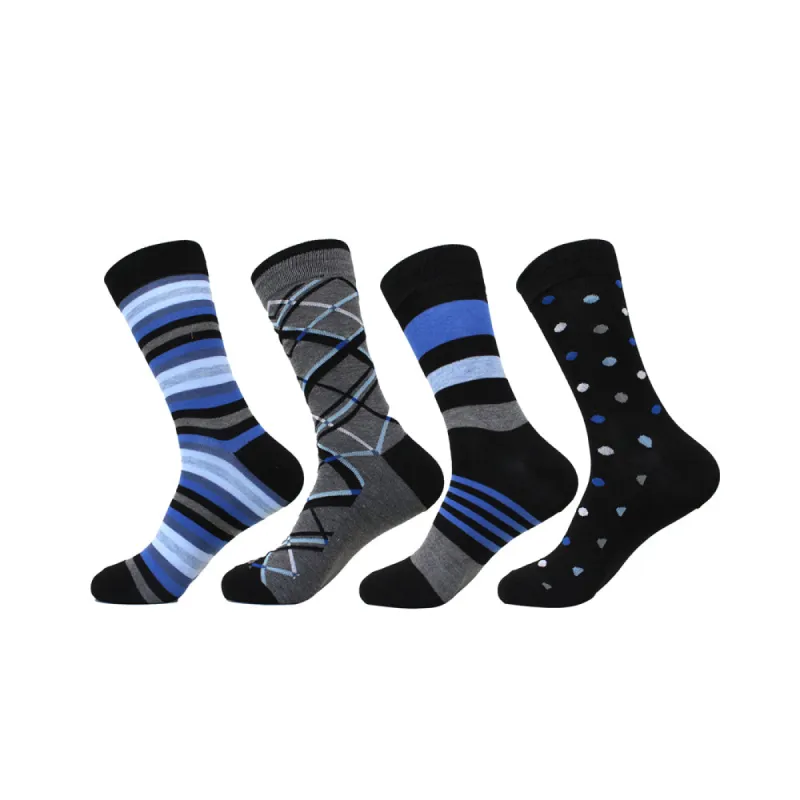 Black with Royal Blue Multi-Stripe Dress Sock Pack sold by Ike Behar