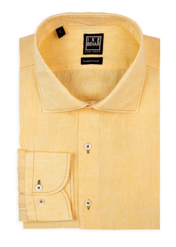 Yellow Washed Italian Linen Sport Shirt sold by Ike Behar