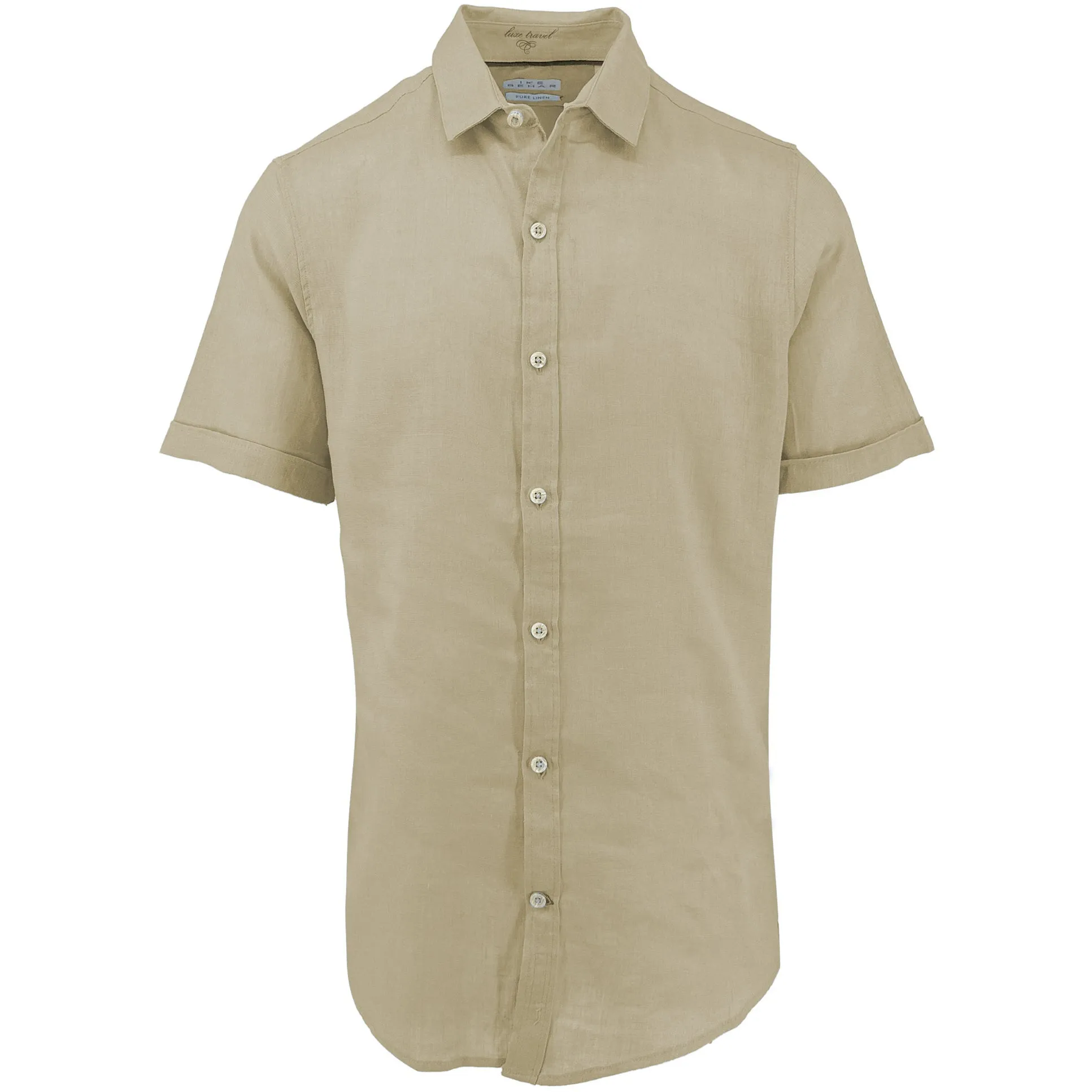 Mushroom Pure Linen Short Sleeve Shirt sold by Ike Behar