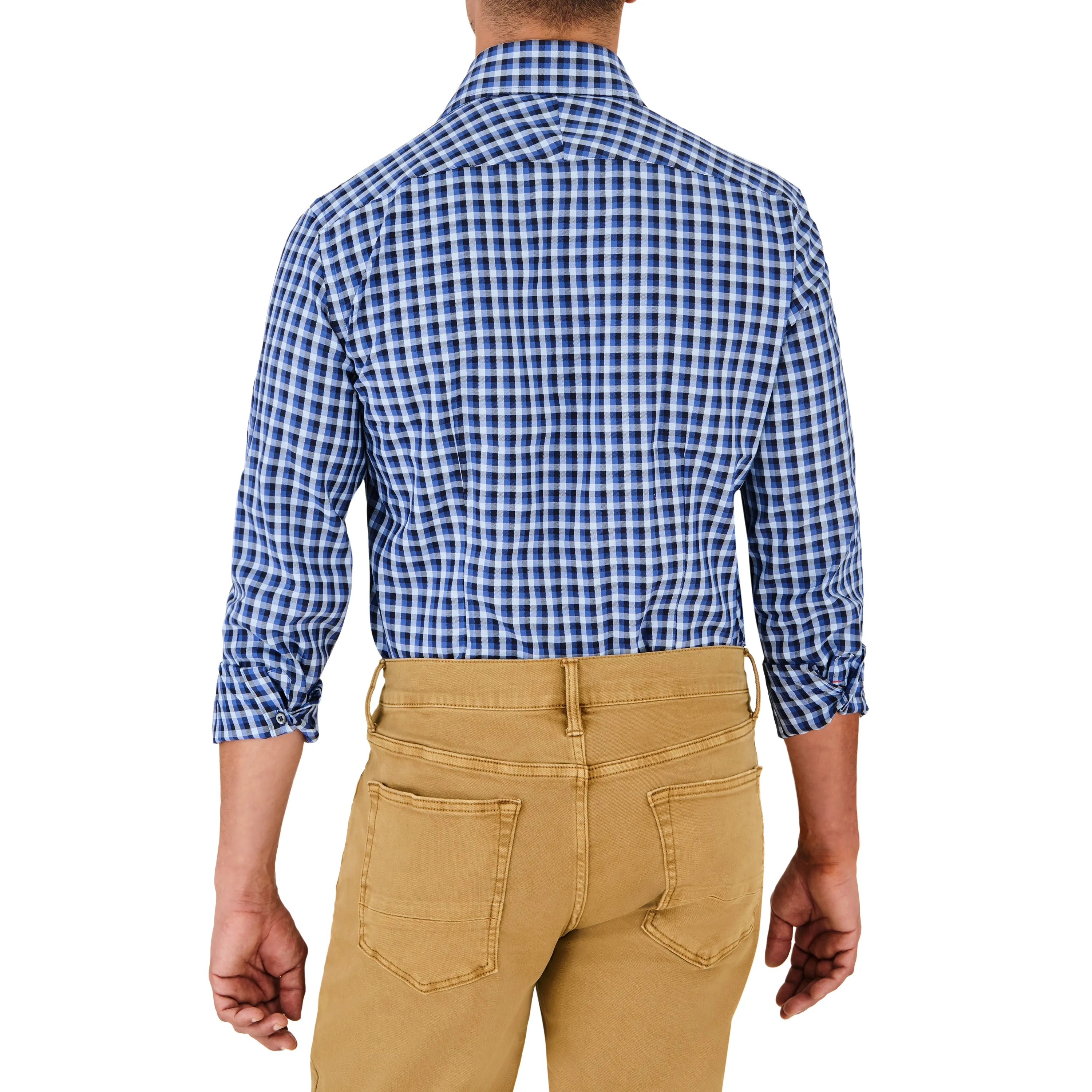 Sky & Navy Mini-Check Sport Shirt sold by Ike Behar product image thumbnail 3