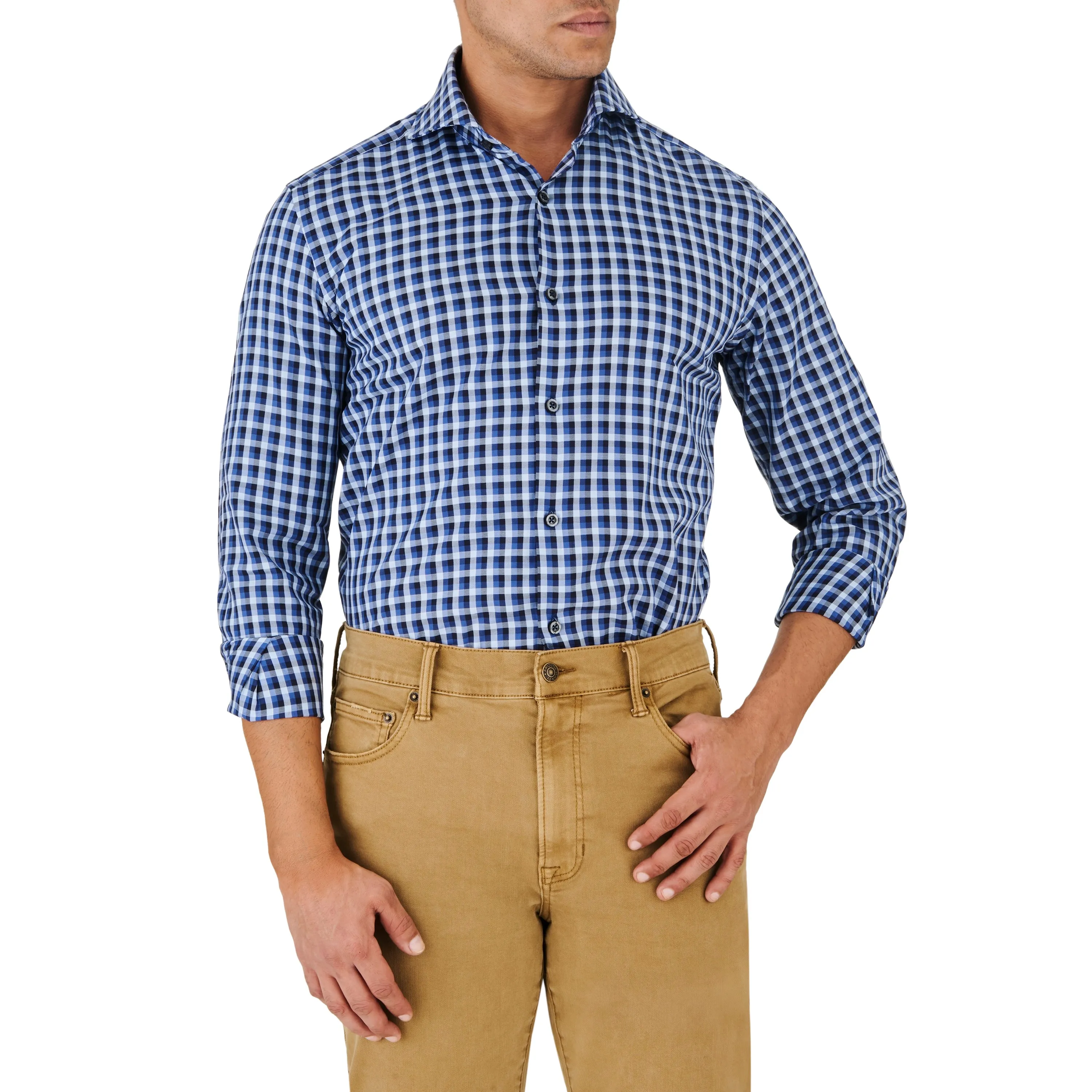 Sky & Navy Mini-Check Sport Shirt sold by Ike Behar product image thumbnail 2