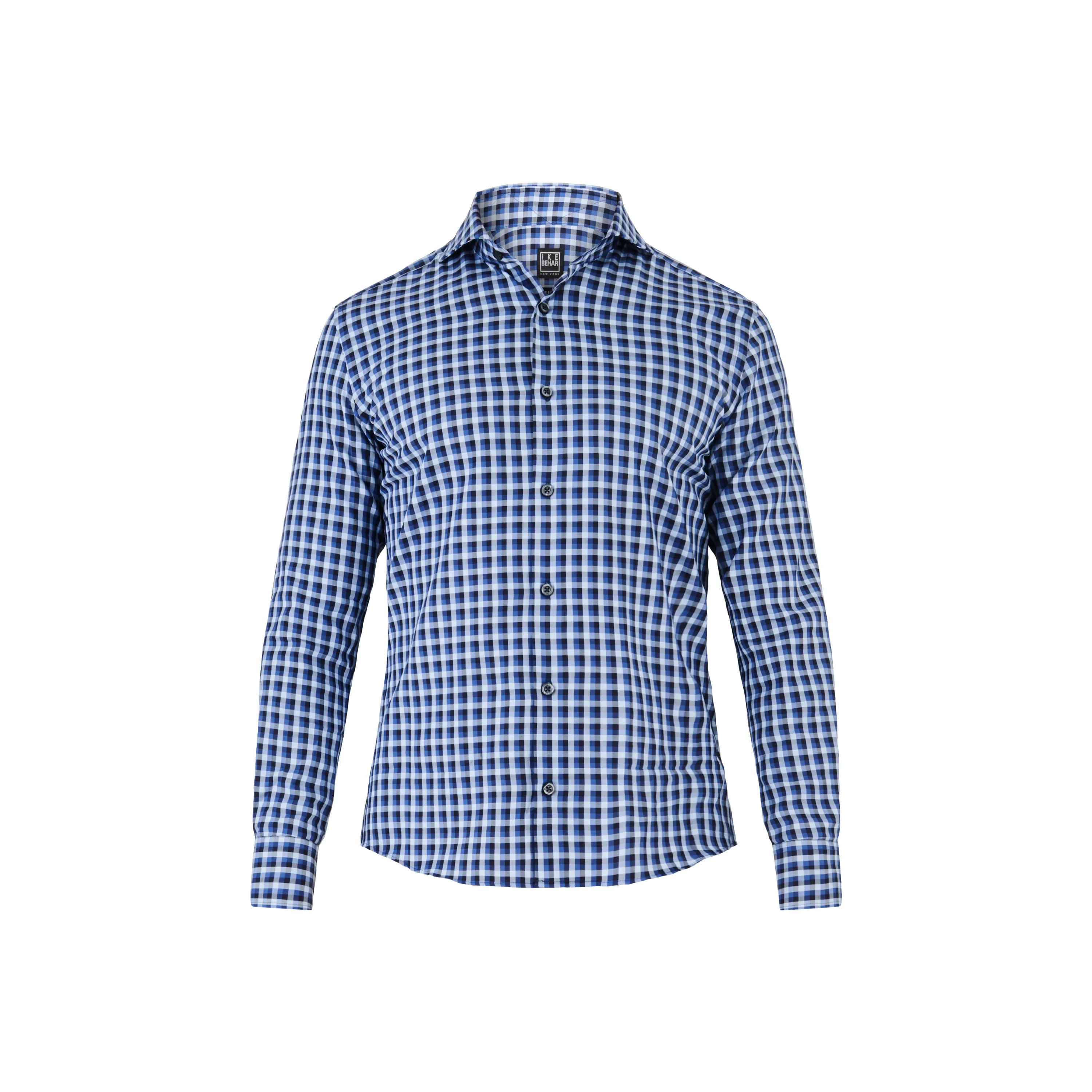 Sky & Navy Mini-Check Sport Shirt sold by Ike Behar
