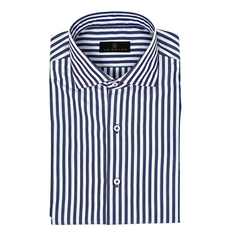 Navy and White Stripe Shirt sold by Ike Behar